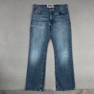 Ariat Jeans Mens 34x34 Blue M4 Low Rise Boot Distressed Denim Cotton Western